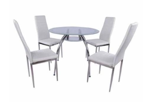 BELLA DINING SET WHITE BLACK GREY RED 