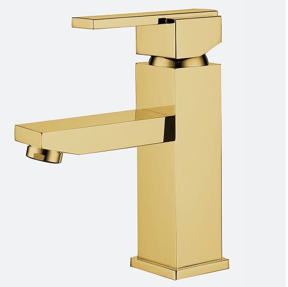 110005PC F99    SQUARE LAVATORY FAUCET POLISHEED CHROME WHITE POP UP