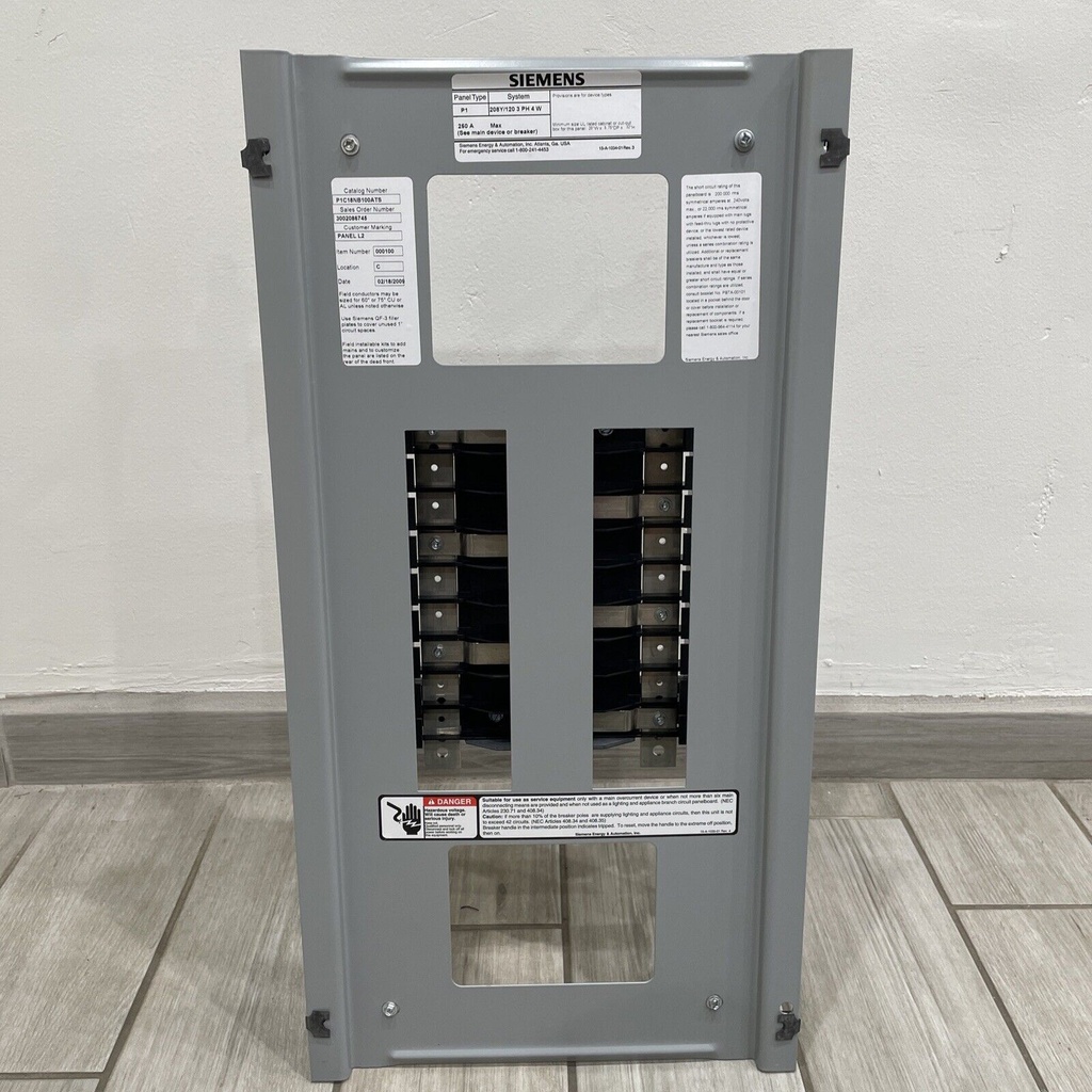 P1E18BQ100ATST PANELBOARD INTERIOR 100A MAIN BREAKER 480-277V  SIEMENS