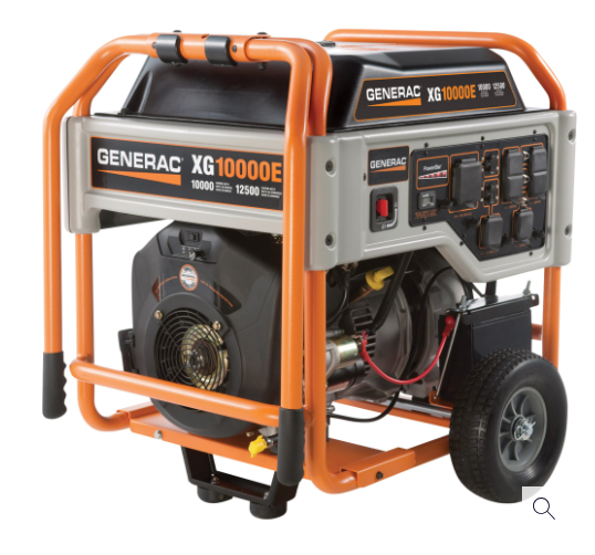 XG10000E  Generac XG10000E Portable Generator — 12,500 Surge Watts, 10,000 Rated Watts, Model# 5802  GASOLINE STAR TYPE -ELECTRIC