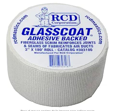 303180  RCD GLASSCOAT  ADHESIVE BACKET FIBERGLASS SCRIM REINFORCES JOINTS 3''X 180' ROLL AIR DUCTS TAPE