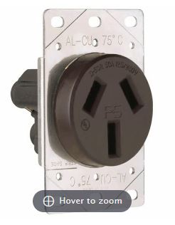 3890   10-50R 50amp 125/250volt, Straight Blade Flush Receptacle, 3pole 3wire