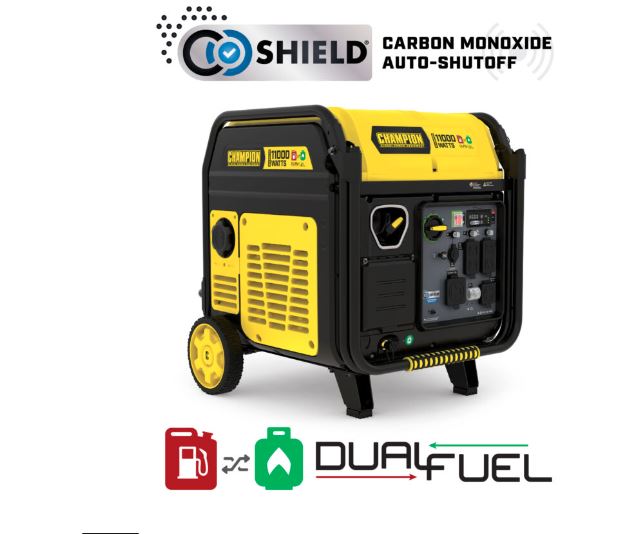 11,000W Dual Fuel Inverter Generator – Electric Start with CO Shield®.