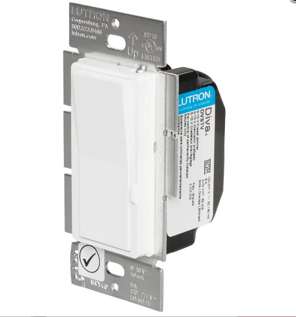 DVSTV-WH  DIVA DIMMER DIM FROM ONE SWITCH FROM OTHER LOCATION 8A WHITE  LUTRON