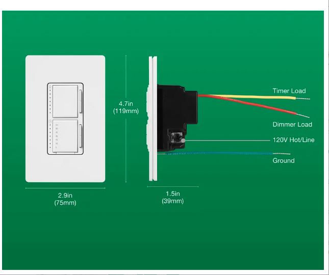 MACL-L3T251-WH  TEMPORIZADOR PARA LUCES O VENTILADORES BOMBILLAS LED 75W 2.5A LUTRON