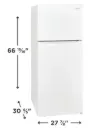 FFHT1822UW  Frigidaire 18 Cu Ft Top Mount Refrigerator, Estar - White  27-1/2'' x 66-3/4''