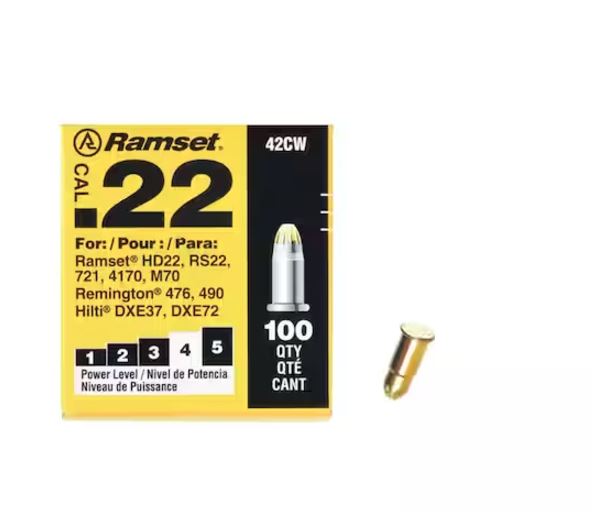 22CAL4 #4 22CAL 0.22 Steel & Concrete Strip/Single-Use Load/Booster Caliber Yellow Single Shot Powder Loads 