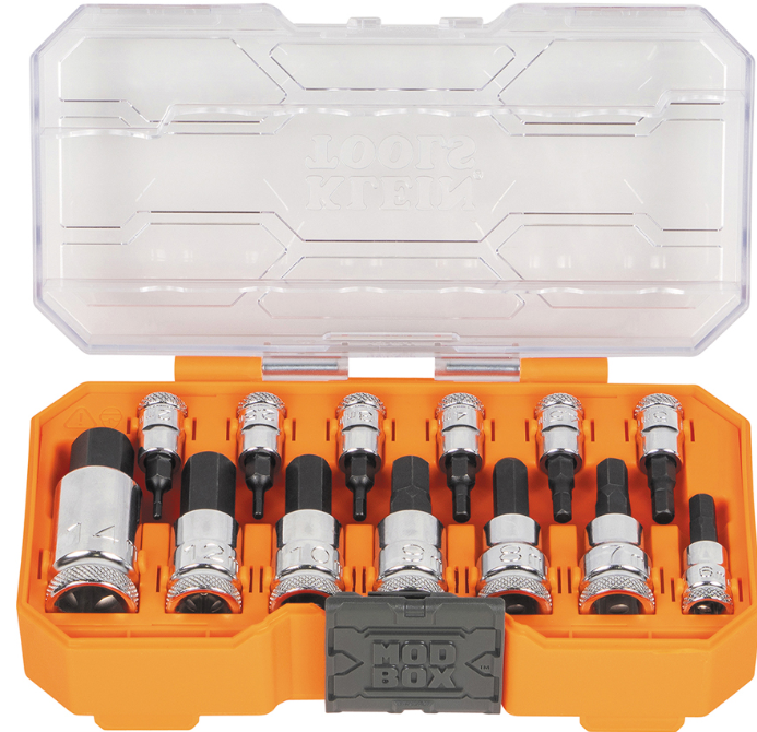 [65213HEXM] 65213HEXM   KLEIN TOOLS KNURLED HEX BIT SOCKET SET 13 PIECES METRIC