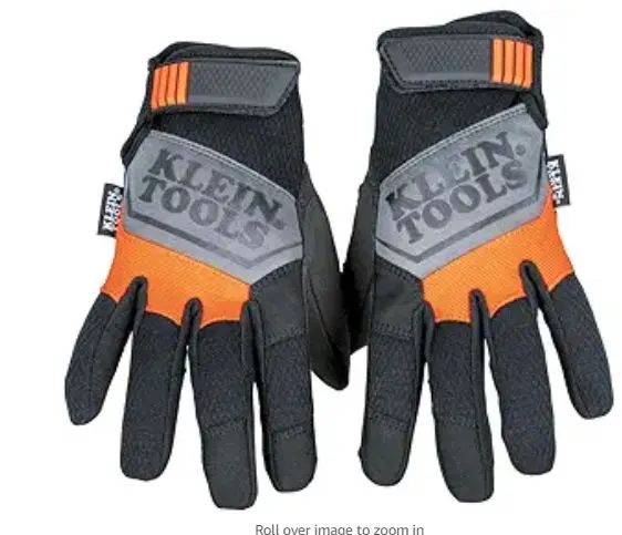 [60596] 60596    Work Gloves, General Purpose Gloves, Comfortable Suede Palm, Touchscreen Capable, Hook and Loop Closure, Large  KLEIN