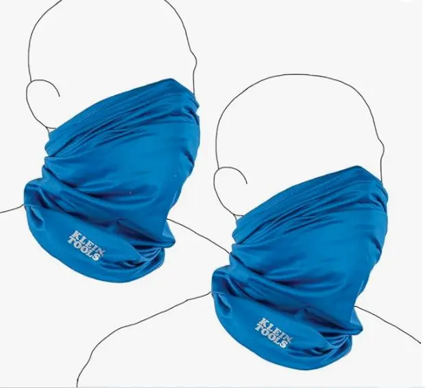 80048   Klein  Neck Gaiter Cooling Band Kit, Face Cover with Evaporative Performance Knit Fabric and UPF 50 Protection, Blue, 2-Piece TOOLS