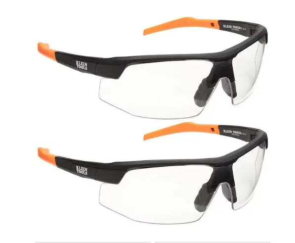 60171   2 KLEIN TOOLS Safety Glasses, Clear Black/Orange