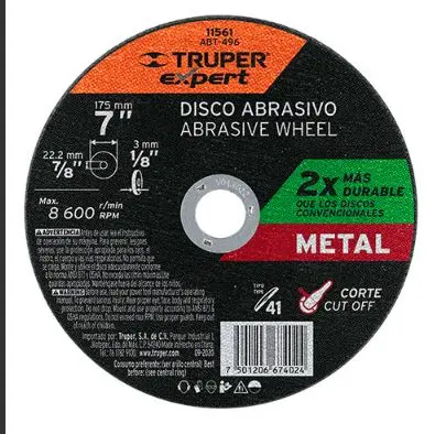 11561   7" DIAMETER Metal Cutting Abrasive Disc EJE 7/8''  3MM 