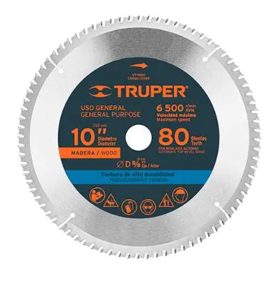 12683  10",80 teeth, circular saw blade 5/8'' PARA MADERA