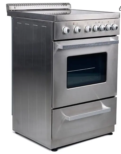 PRE2026GS  20″ 4 Burners Freestanding Electric Stove Premium Levella 20 in Freestanding Smooth Top Electric Range with 4 Burners and 2.1 Cu. Ft. Single Oven Capacity with Lower Storage Drawer - Stainless