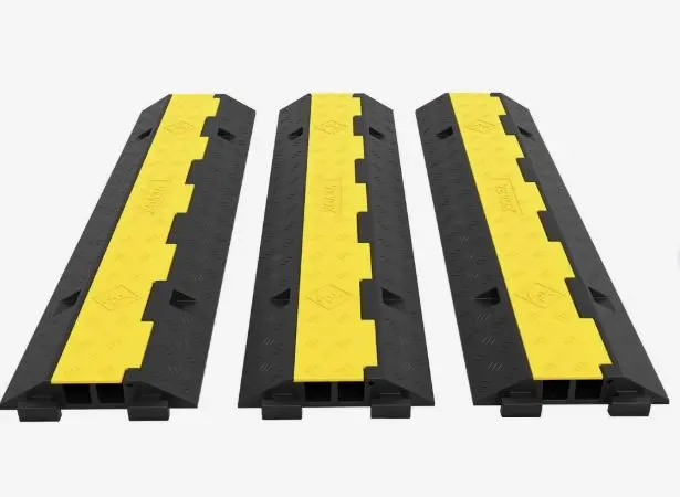 COVER1   1 pieces Cable Protector Driveway Ramp Modular Rubber Speed Bump 1 Channel Wire Cover Cord Guard for Parking Lot Warehouses BUMPER