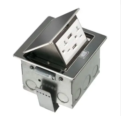 FLBT4400GBL   20A DUPLEX GFCI RECEPTACLE BLACK STAINLES STEEL TRAP DOOR COVER  Countertop Tx BOX
