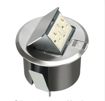 FLBT6520UNL  20A TR RECEPTACLE WITH 2-USB PORT ROUND NICKRL PLATED TRAPDOOR COVER 