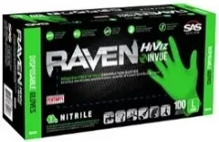 66553 Raven Hi-Viz InVue Powder-Free Exam Grade Nitrile - 7 mil - 100 Gloves per box (by weight)  Lrg