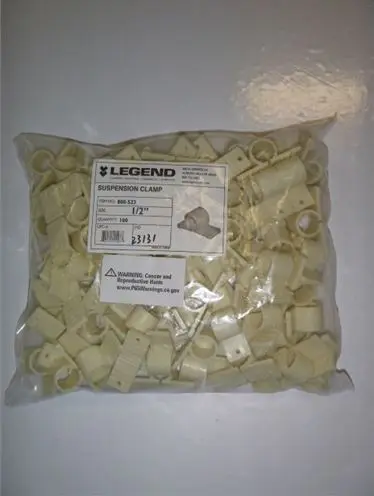 800-523  1/2''   Standard Plastic Clamp, 2 Pre-drilled holes, Bags of 100