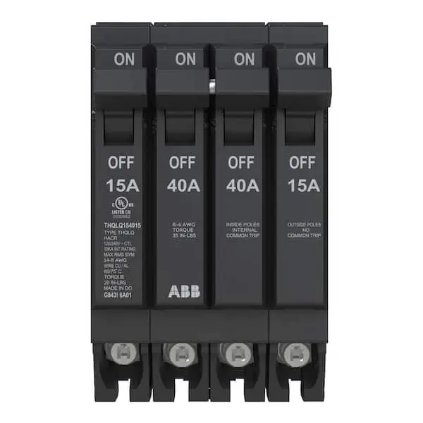 THQLQ154015 Q-Line 2-15 Amp Single-Pole 1-40 Amp Double-Pole Quad 120/240-Volts Circuit Breaker