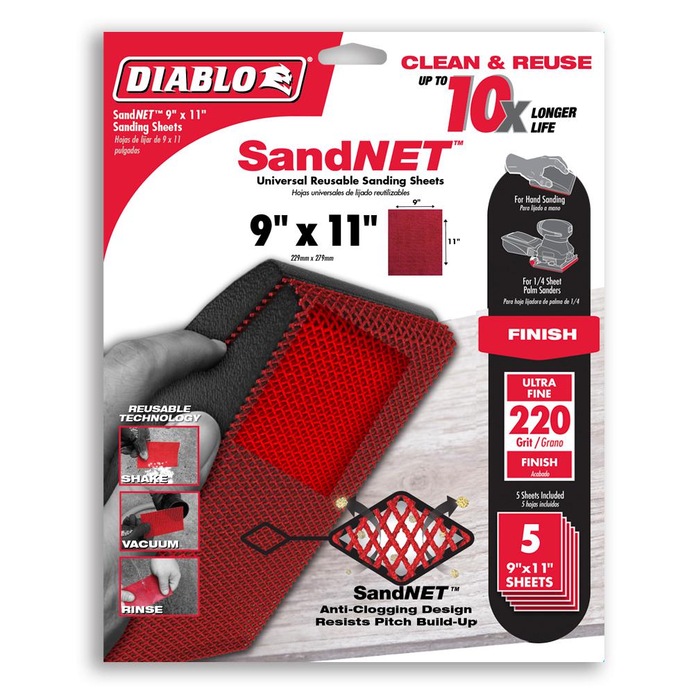 DND911220H05G  9" x 11" Sand Demon™ 220-Grit Reusable Sanding Sheets (5-pk) DIABLO
