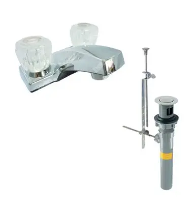 Lavatory Faucet with Pop-Up Drain Valve Chrome Bathroom Sink Faucet.