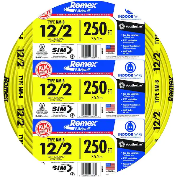 [ROMEX12/2ROLLO] ROMEX12/2ROLLO   Wire – 12 AWG 2 Conductors with Ground, 250 ft Coil-
