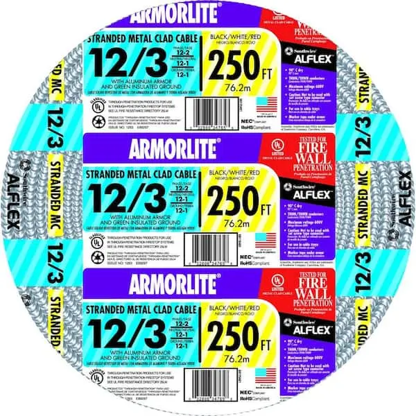 [ROMEX12/3ROLLO] ROMEX12/3ROLLO  NM-B Electrical Wire – 12 AWG 3 Conductors with Ground, 250 ft Coil-