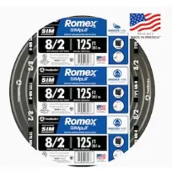 [ROMEX8/2ROLLO] ROMEX8/2ROLLO NM-B Electrical Wire – 8 AWG 2 Conductors with Ground, 125 ft Coil-