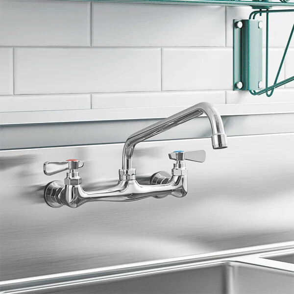 Wall Mount Faucet – 8" Centers, 12" Spout (Silver Series)-