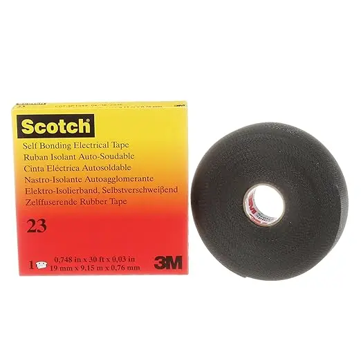  Scotch 3M Cinta de empalme de goma de 23, 3/4 pulgadas x 30 pies, color negro, grado premium profesional, autofusible (basado en EPR), cinta aislante eléctrica de goma, altamente conformable, MRO,