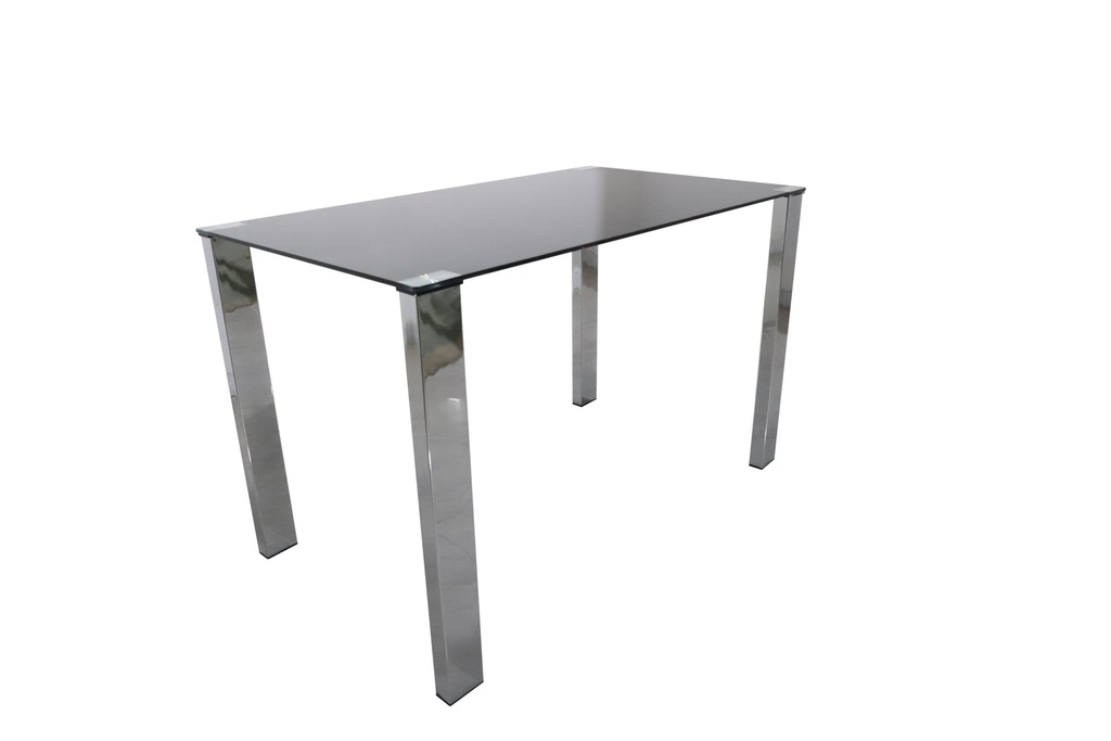 DINING TABLE  T1250  GOLD LEGS TEMPERED CLEAR GLASS TOP 8MM (WHITE-BLACK)