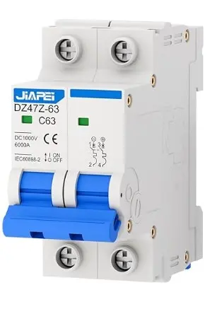 TOB1ZZ-63-2P  DC Miniature Circuit Breaker – 63A  1000V DC  2 Pole (Solar PV)