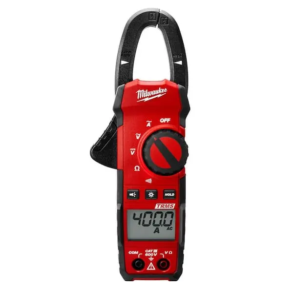 [2235-20] 2235-20 MILWAUKEE 400 Amp AC Digital Clamp MeterHeavy duty True-RMS electrical current tester for professional residential, commercial and industrial applications. The perfect tool for the professional electrician; includes all the features that are needed to get the job done in the field, on-site or in the plant. Milwaukee 2235-20 Clamp Meter features: jaw size of 1.0 in. measuring up to 350 MCM cable; rated CAT III 600V; current measurement to 400 Amps AC; voltage measurement to 600 Volts AC/DC; LED Work Light to improve task lighting; resistance measurement to 4000 ohms; test for continuity; black on white display and backlight for easier reading; rugged over-molding for increased durability and user grip; includes one (1) electrical test lead set, two (2) AAA batteries and manual; covered by 5-year warranty. Nothing but Heavy duty. (copy)