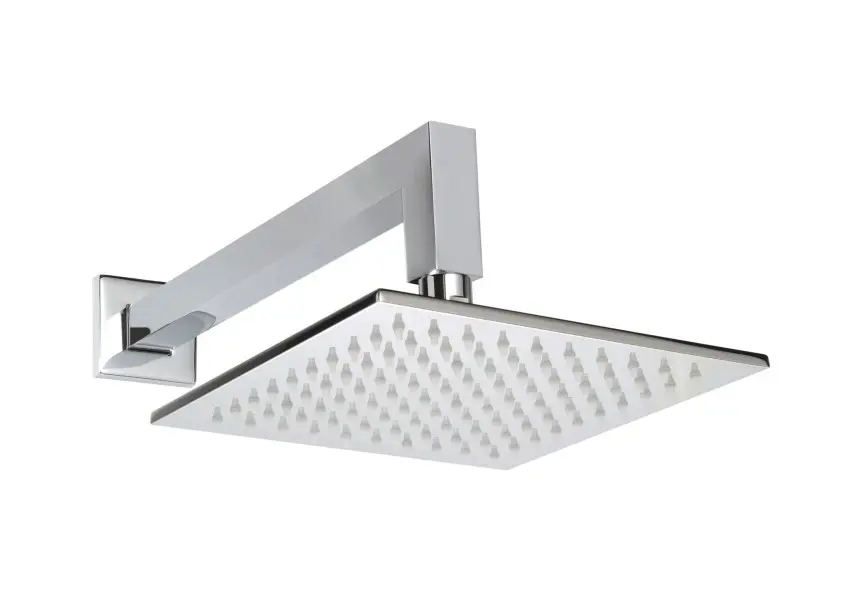 HP-667 NB21008 SUS304 Modern Square Rainfall Shower Head Set, 8x8 Inch Stainless Steel, Chrome Finish, HP-667 Wall Mounted Arm with Escutcheon