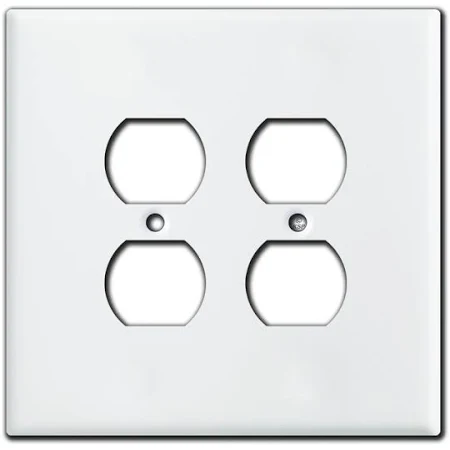 2-Gang 2-Duplex Jumbo Wall Plate, Metal, White-