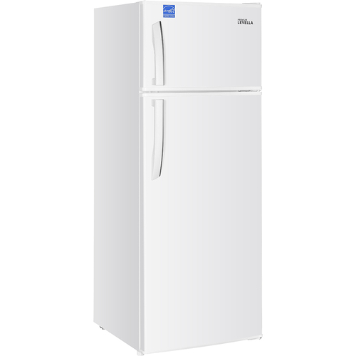 PRN12250HW  Premium Levella 7.3 CuFt Top-Mount Refrigerator in White with Three Full-Width Door Balconies