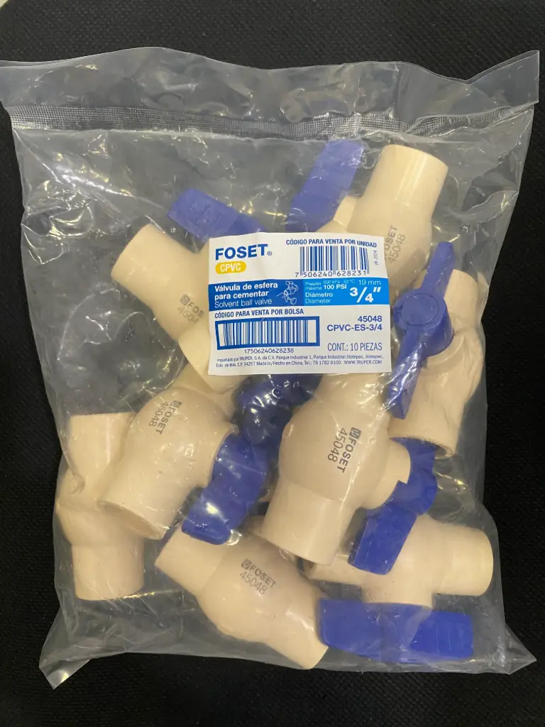 CPVC-ES-3/445048 3/4'' CPVC VALVE 10 PIEZAS PAQUETE