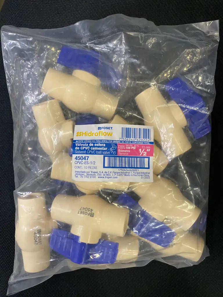 CPVC-ES-1/245047  1/2'' CPVS VALVE  10 PIEZAS