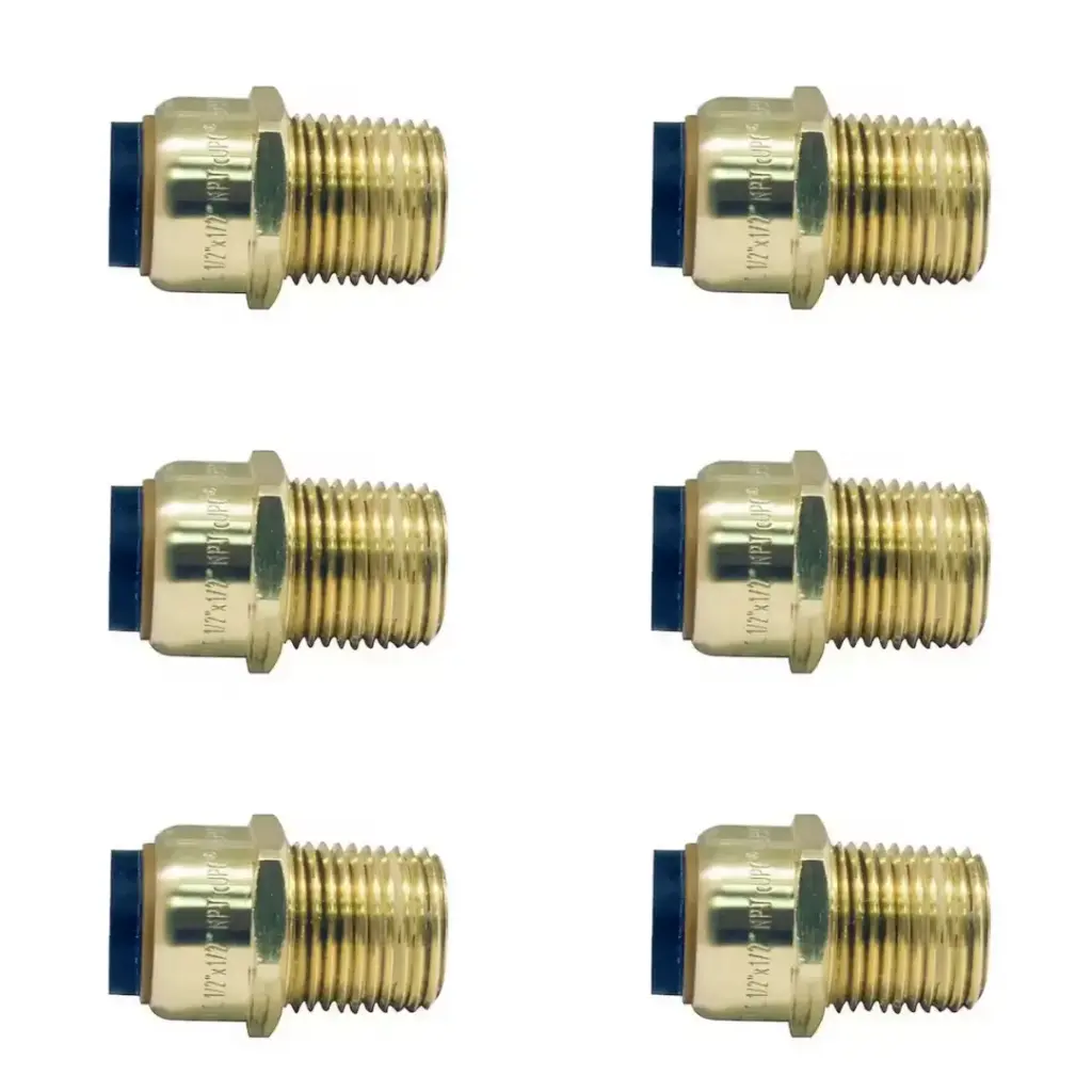 [FSBMA126JR6PACK] 1/2" Brass Push-To-Connect x Male Pipe Thread Adapter – 6 Pack (FSBMA126JR6PACK)