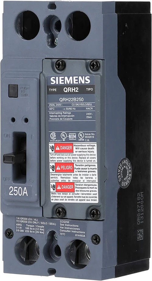 QRH22B250 SIEMENS  2 Pole, 250 Amp, 240 Volts AC 25kAIC SIEMENSMCCBNEW 