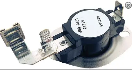 SET185  THERMOSTAT 3977767 Open °F:	250°F Close °F: 170 °F Differential °: 80 °F3/4" (19mm) bimetal disc temperature controls offers proven reliability in a versatile, cost-effective design. Can handle loads up to 25 amps at 240VAC Whirlpool  dryers