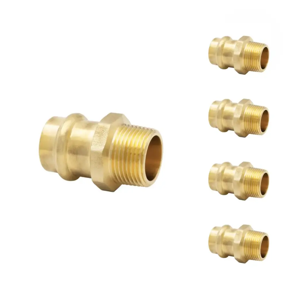 No-Lead DZR Forged Brass Press x MNPT Adapter, 1 in (5-Pack)