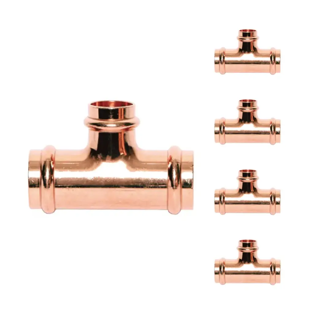 Copper Press Reducing Tee, 1-1/4 in x 1-1/4 in x 3/4 in (5-Pack)