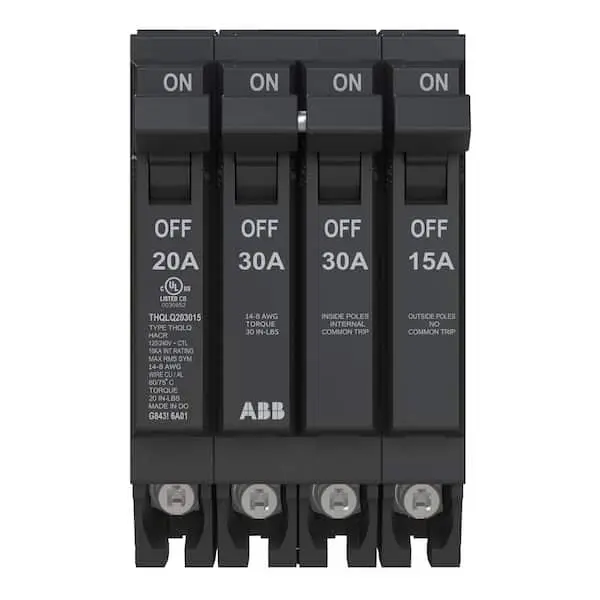 Quad Circuit Breaker, 1P 20A / 1P 30A, 120/240V