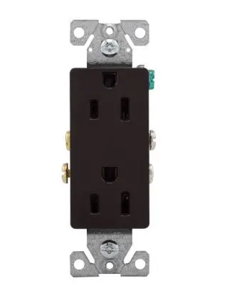 1107B-BOX    Receptacle Decorator Duplex 15A 125V 2P3W Brown 
