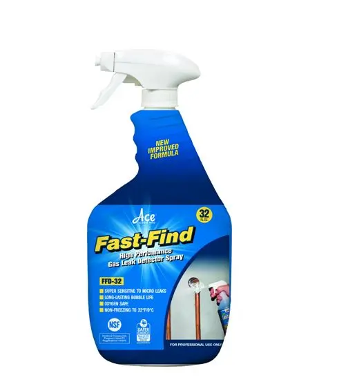 FFD-32  ACE® FAST FIND LEAK DETECTOR (FFD) Polymer-based formulation, supplied in a spray bottle for ease of use. Locates even microscopic air/gas leaks