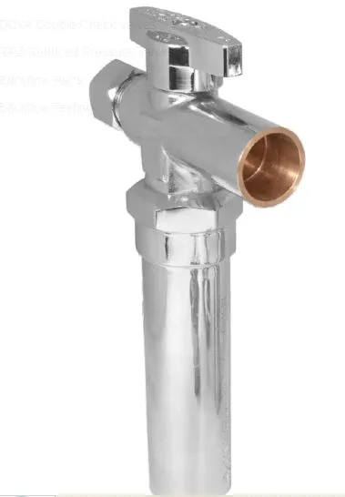 31389  5/8"C x 3/8"OD Straight Stop - Chrome Plated Valve - Hammer Arrester - 1/4 Turn - Lead Free