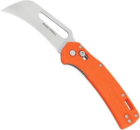 [44056] 44056 KLEIN TOOLS Electrician's Pocket Knife, EDC Folding Knife with Stainless Steel Blade For Cable And Line Work, Deep-carry Pocket Clip and Lanyard Hole