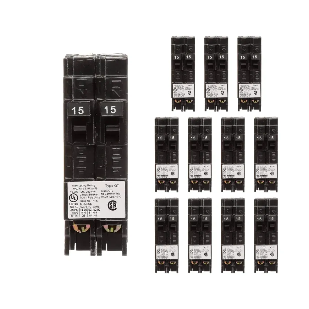 Q1515PK  BREAKER 15/15A. 1P. QT. DUPLEX SIEMENS (12-PACK)